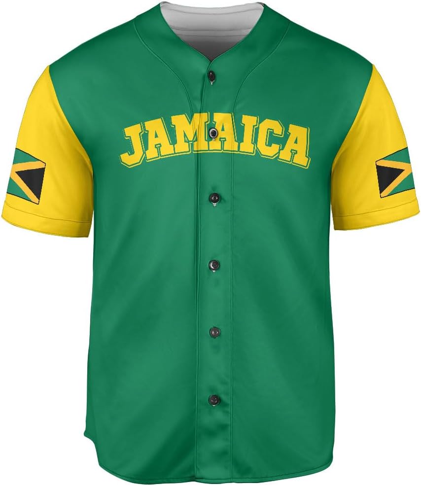 Leprints Personalized Jamaica Baseball Jersey Shirt, Custom Team Name Jamaican Baseball Jersey for Men, Women