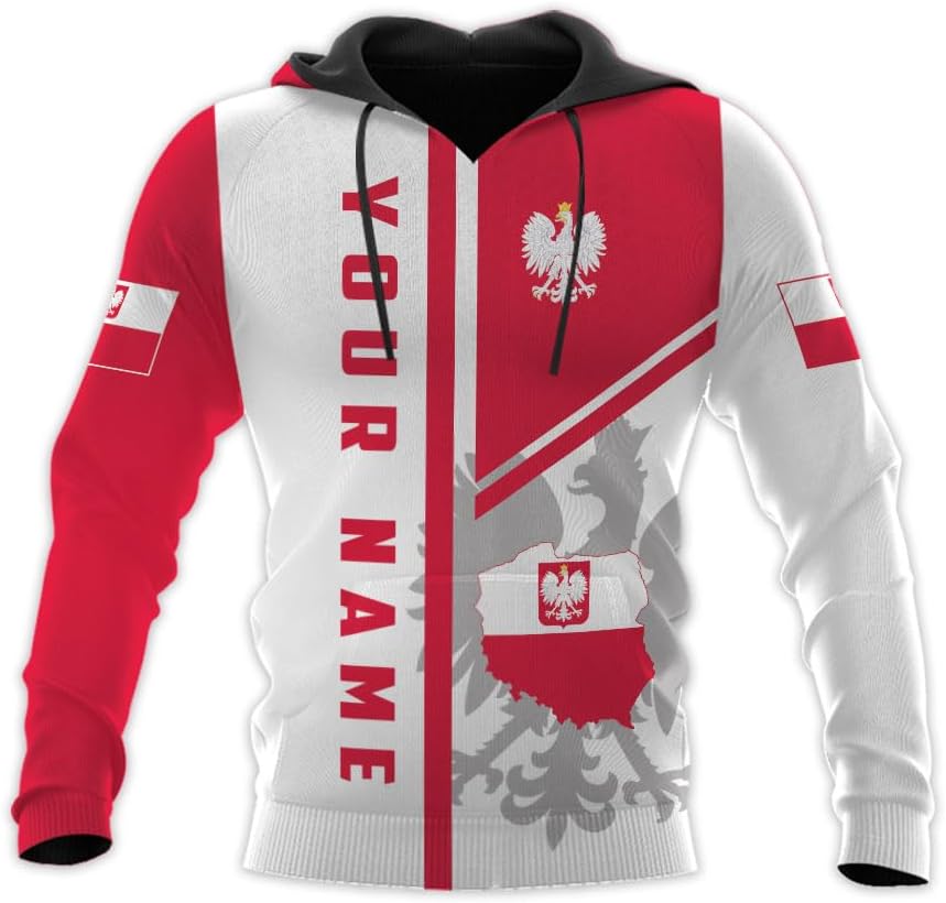 Vybonz Personalized Poland Hoodie Women & Men 3D, Poland Pride Shirt Polish Eagle