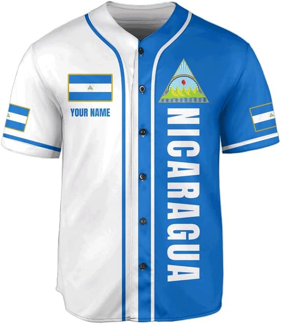 Personalized Nicaragua Baseball Jersey, Custom Nicaragua Baseball Jersey for Men & Women, Nicaraguan Camisas Shirt