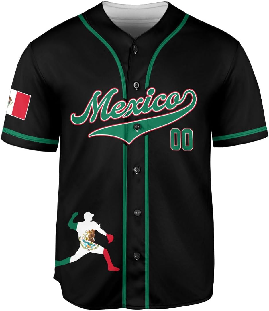 RoyalBro Personalized Mexico Baseball Jersey, Mexican Jersey for Men & Women, Mexican Flag Jersey, Mexico Shirt Camisas