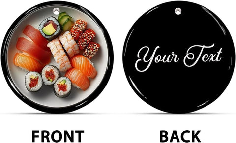 Brevnex Personalized Sushi Christmas Tree Ornament, Sushi Ceramic Ornament, Sushi Lover, Foodie Ornament, Japanese Sushi Hanging Decor Funny Sushi Roll Themed Ornaments Sushi Gifts (Sushi 3)