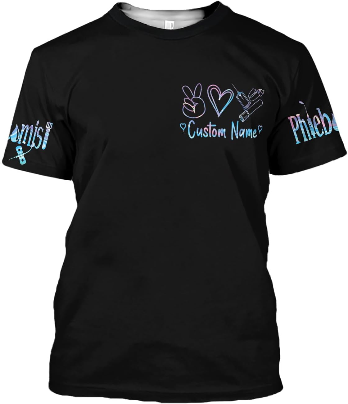MoonArt Personalized Name Phlebotomist Shirt Gifts USA Phlebotomy Graduation Syringe Hospital Tech Nursing Emergency Shirts
