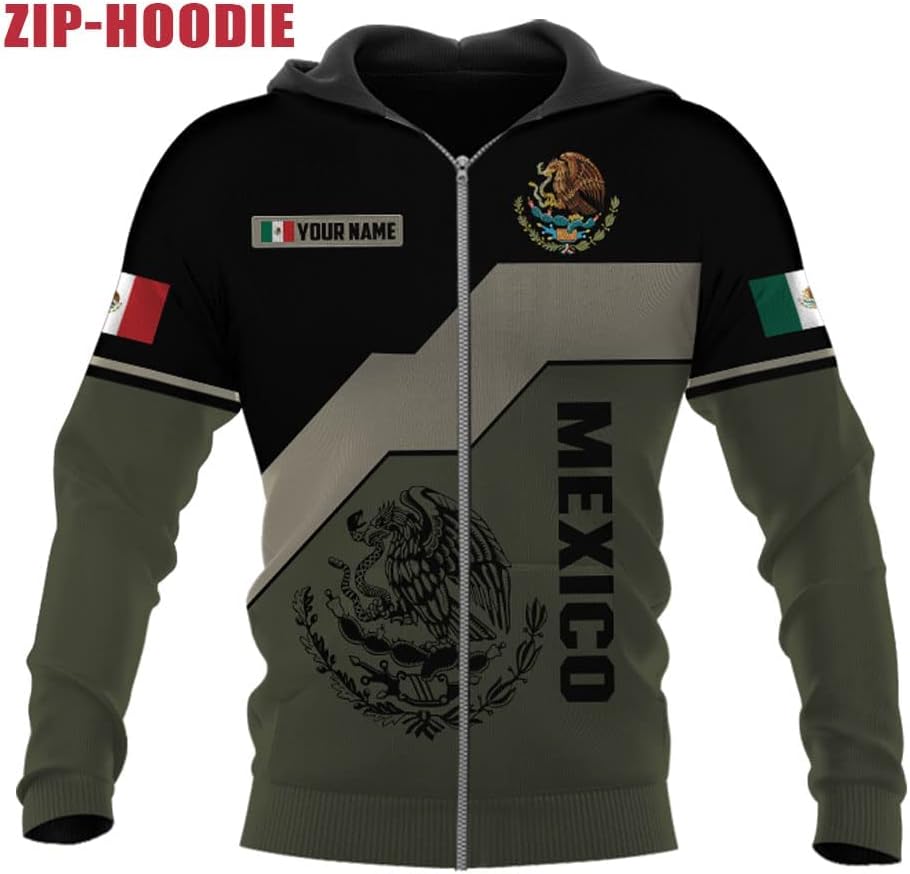 Mostprints Personalized Name Mexican Hoodie 3D, Mexican Hoodies for Men, Unisex Mexico Hoodie, Mexico Hoodies for Men