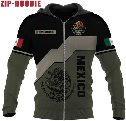 Personalized Name Mexico Mexican Eagle Hoodie 3D Unisex Hoodie, T Shirt, Zip Up Hoodie, Sweatshirt For Men AD1084 Multicolor