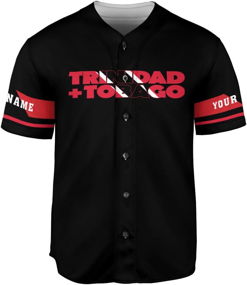 Podagree Personalized Trinidad & Tobago Baseball Jersey, Trinidad and Tobago Proud Flag Shirt Coat of Arms Gift Men Women