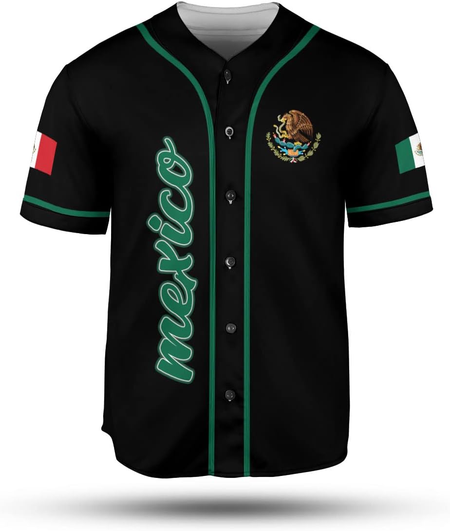 Mostefy Custom Mexico Baseball Jerseys Mexican Eagle & Flag Shirt for Teams, Mexico Shirts for Men & Women Size S-5XL