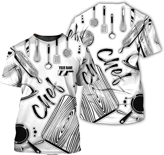 Personalized Chef Shirt Master Chef 3D Shirts Chef Gifts Custom Name Chefs Shirt for Men and Women, TShirt Chef Utility Shirt