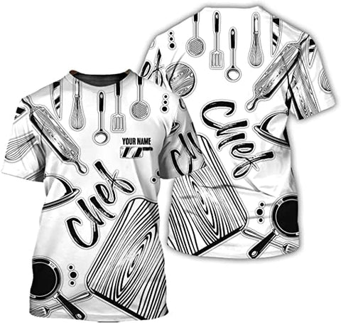 Personalized Chef Shirt Master Chef 3D Shirts Chef Gifts Custom Name Chefs Shirt for Men and Women, TShirt Chef Utility Shirt