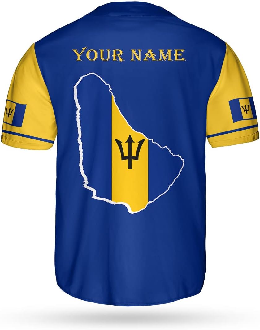 Podagree Personalized Barbados Baseball Jersey Shirt, Bajan Flag Jersey, Barbados Jersey for Men and Women Jersey Bajan