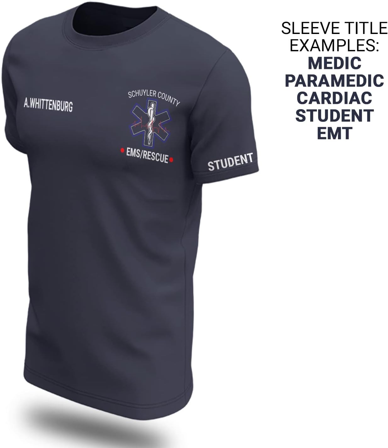 Vybonz Personalized EMS EMT Student Paramedic T-Shirt 3D Emergency Medical Technician Shirt, Custom Name Dept Tshirt Gift