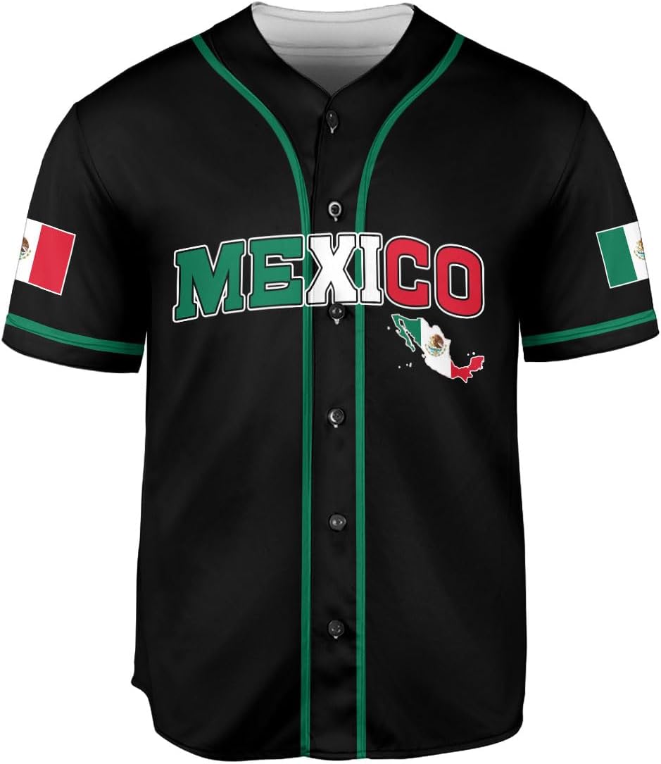 RoyalBro Personalized Mexico Baseball Jersey, Mexican Jersey for Men & Women, Mexican Flag Jersey, Mexico Shirt Camisas