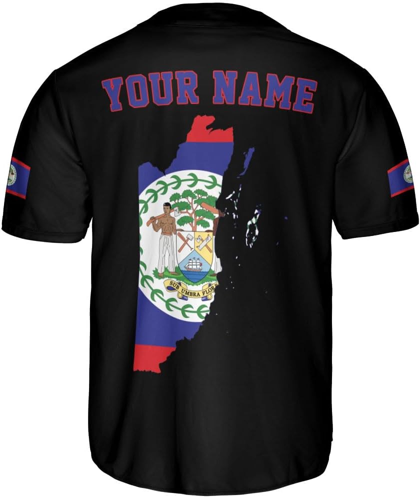 Personalized Belize Baseball Jersey Shirt, Belizean Flag Jersey, Belizean Pride Jersey for Men and Women
