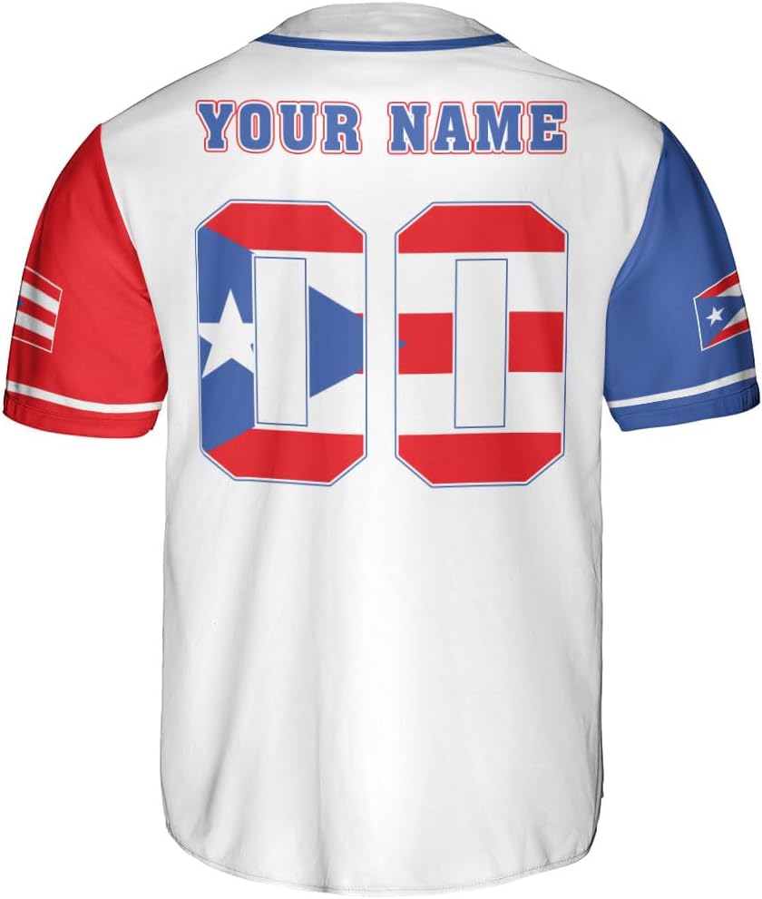 Podagree Personalized Puerto Rico Baseball Shirt Customized Puerto Rican Baseball Jersey Puerto Rican Baseball Gift for Men