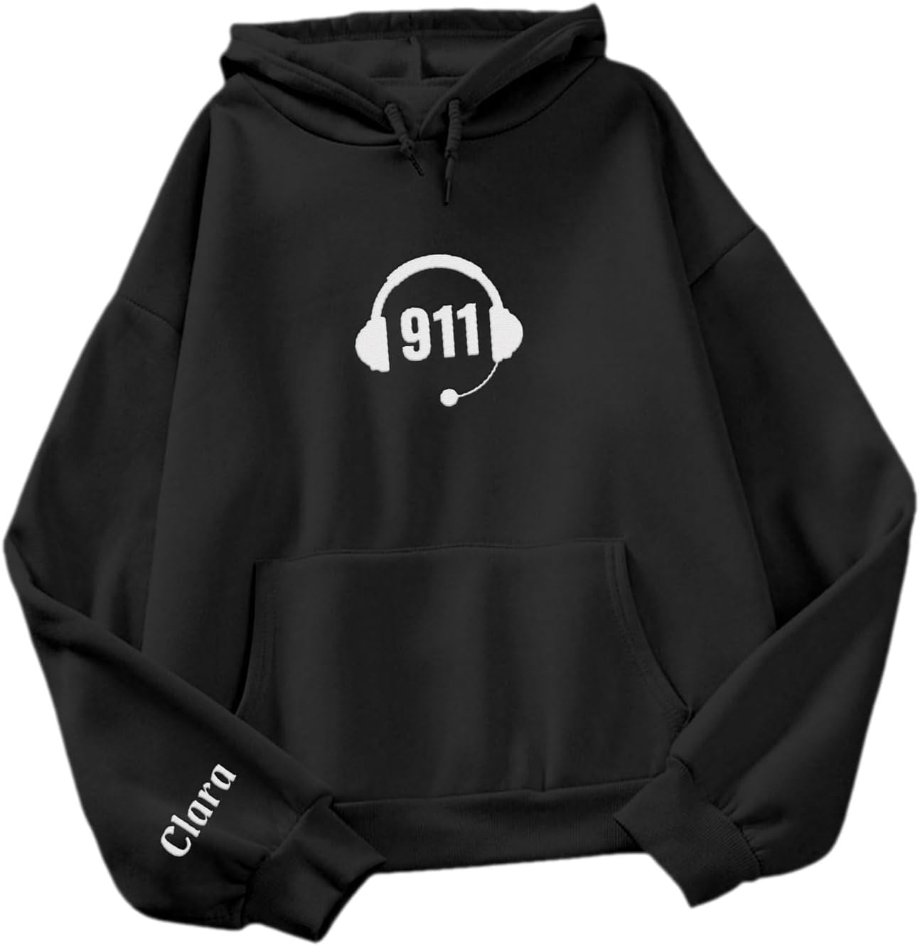 Leeprints Personalized Embroidered Dispatcher 911 Sweatshirt, Pulse Dispatch Embroider Hoodie, Thin Gold Line 911