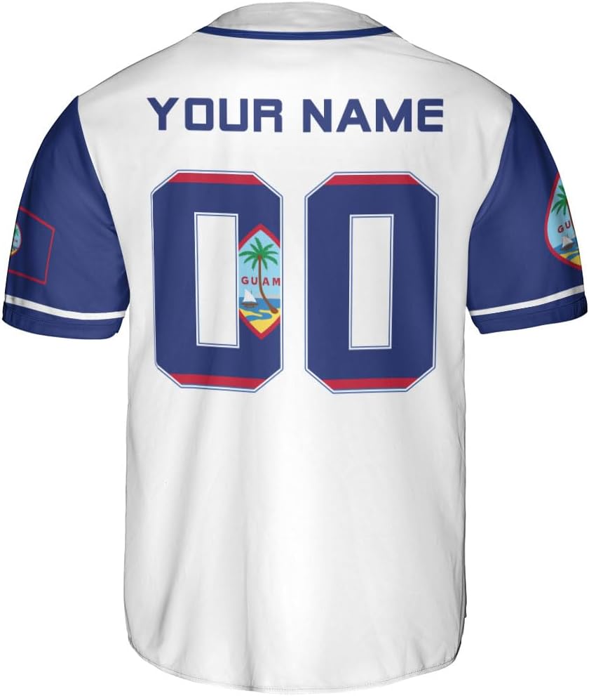 Leprints Personalized Guam Baseball Jersey Shirt, Guahan Flag Jersey, Guam Islander Pride Jersey for Men and Women