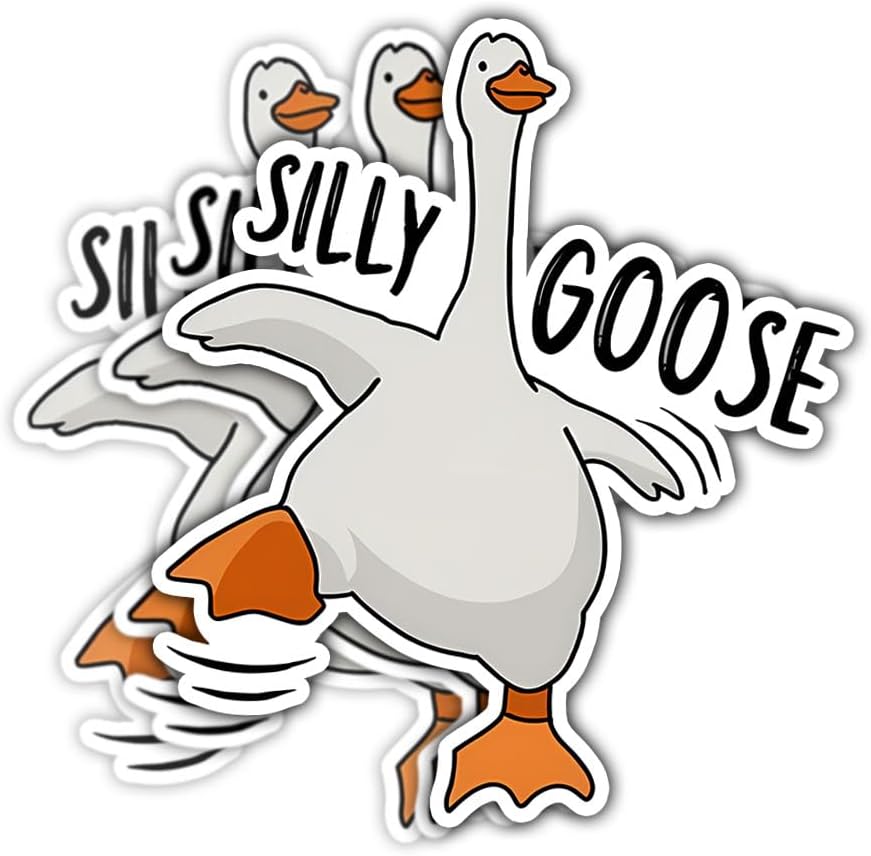 (3pcs) Certified Silly Goose Sticker, Silly Goose Sticker, Funny Goose Stickers Die-Cut Waterproof for Laptop Water Bottle Phone Window Helmet Decal Gift