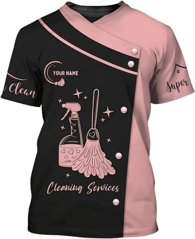 Pretyprints Custom Name Housekeeping Shirt for Housekeeper T-Shirt, Personalizde Name Housekeeper 3D All Printed Shirt