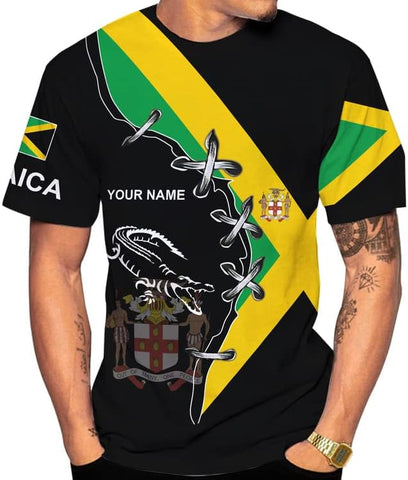 AOVL Personalized Jamaica Shirts Jamaican Pride T-Shirt Jamaica Flag Lion Tshirt Jamaicana Shirts Jamaica Shirt for Men Women