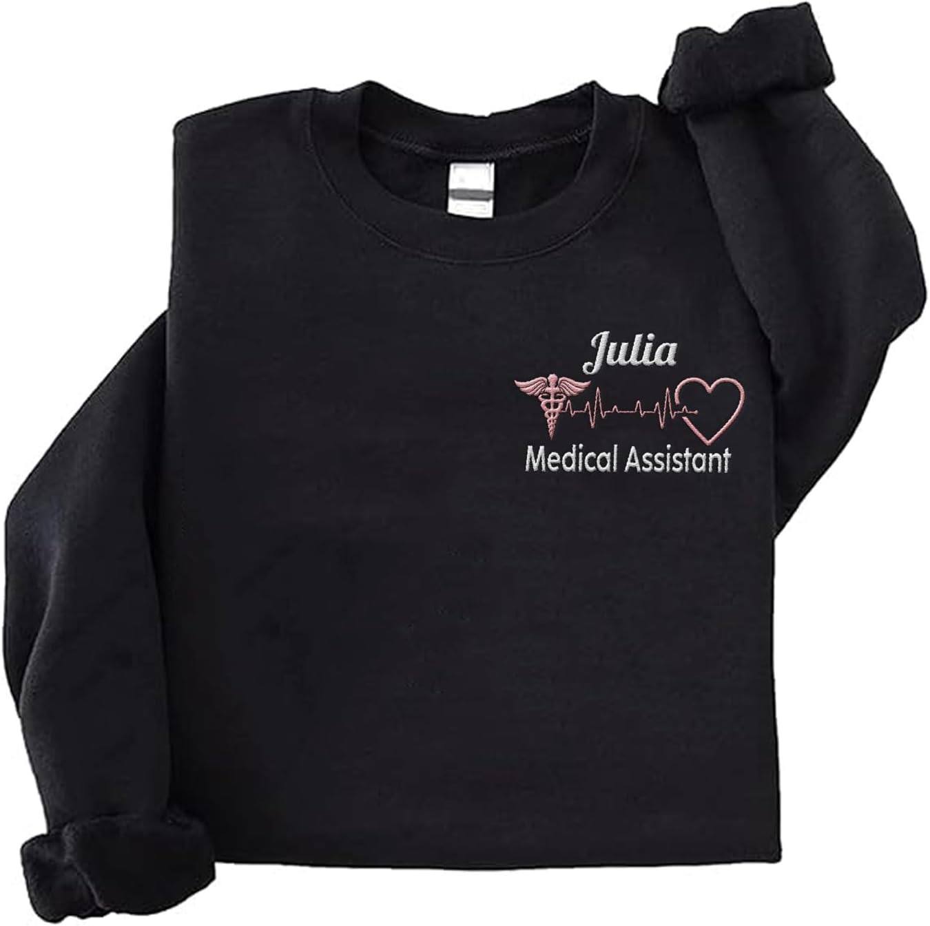 Intenprints Personalized Nurse Embroidered Sweatshirt for Women, Custom Registered Nurse Shirt, CNA Shirt, Nursing Sweatshirt