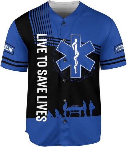 Leprints Personalized EMT EMS Baseball Jersey Shirt Customized EMS Shirts Paramedic Uniform Emergency Medical Technician
