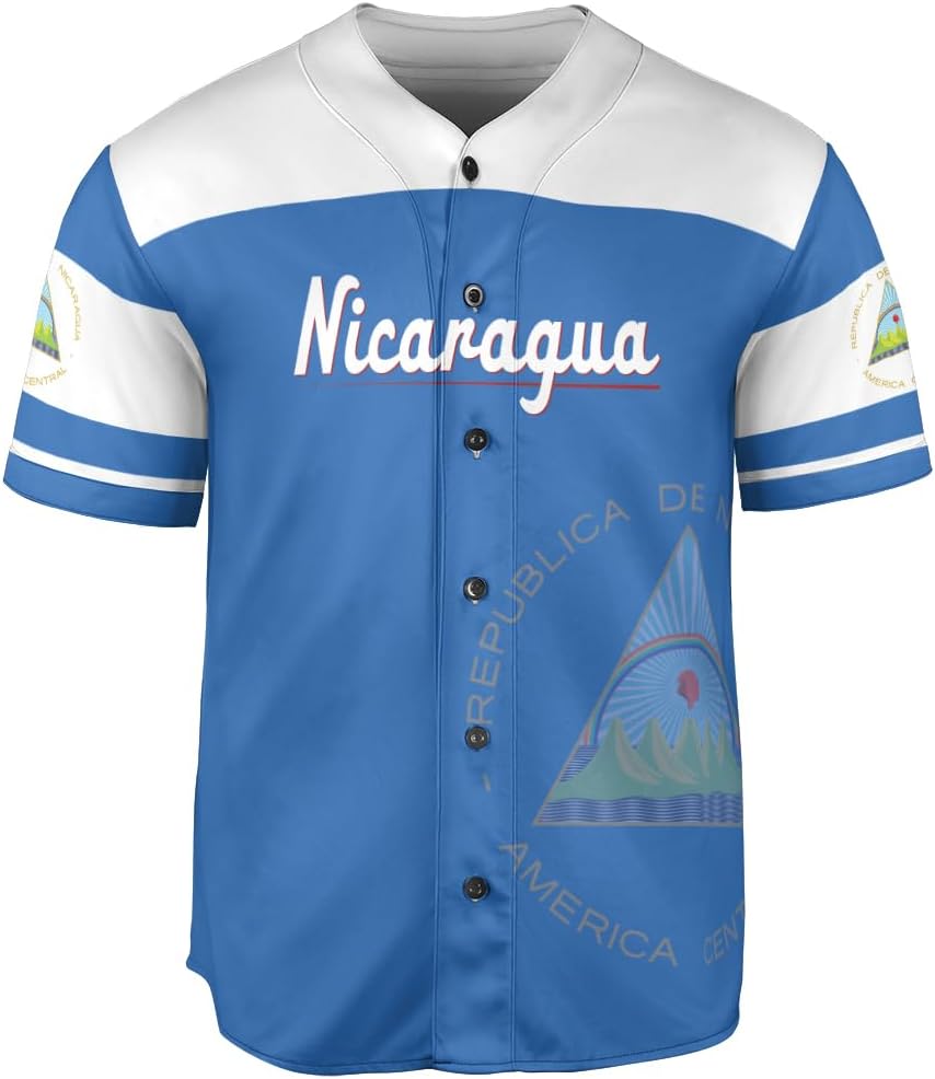 Personalized Nicaragua Baseball Jersey, Custom Nicaragua Baseball Jersey for Men & Women, Nicaraguan Camisas Shirt