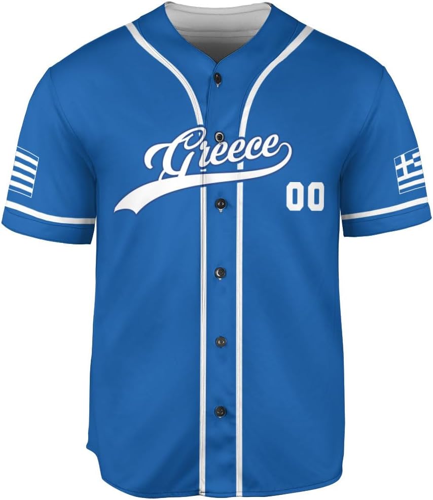 Leprints Personalized Greece Greek Jersey, Greece Greek Soccer Shirt Baseball Grecian Pride Flag Jersey Men Women Shirts