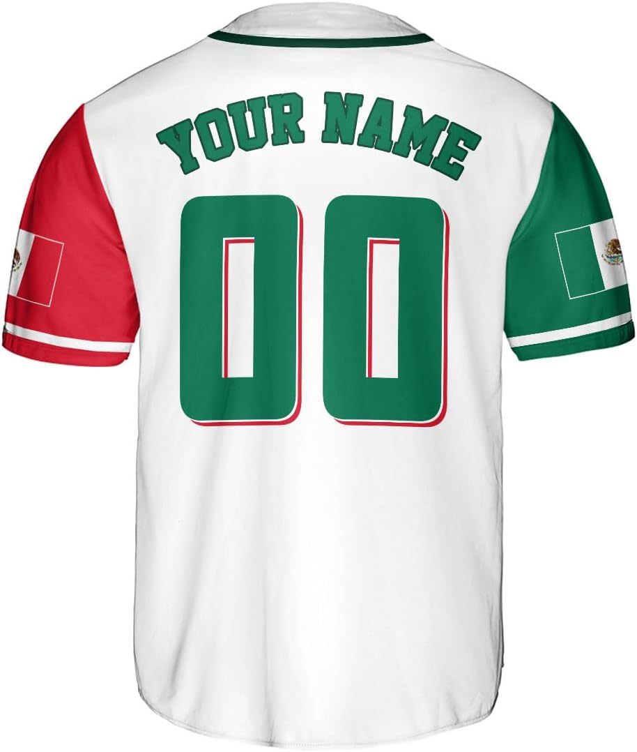 RoyalBro Personalized Mexico Baseball Jersey, Mexican Jersey for Men & Women, Mexican Flag Jersey, Mexico Shirt Camisas
