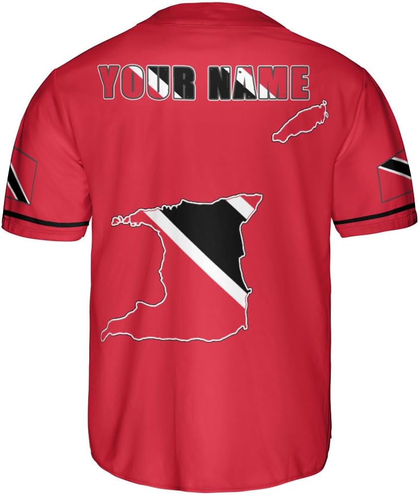 Podagree Personalized Trinidad & Tobago Baseball Jersey, Trinidad and Tobago Proud Flag Shirt Coat of Arms Gift Men Women