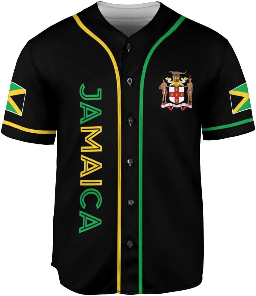 Personalized Jamaica Baseball Jersey Shirt, Custom Team Name Jamaican Baseball Jersey for Men and Women, Jamaica Country