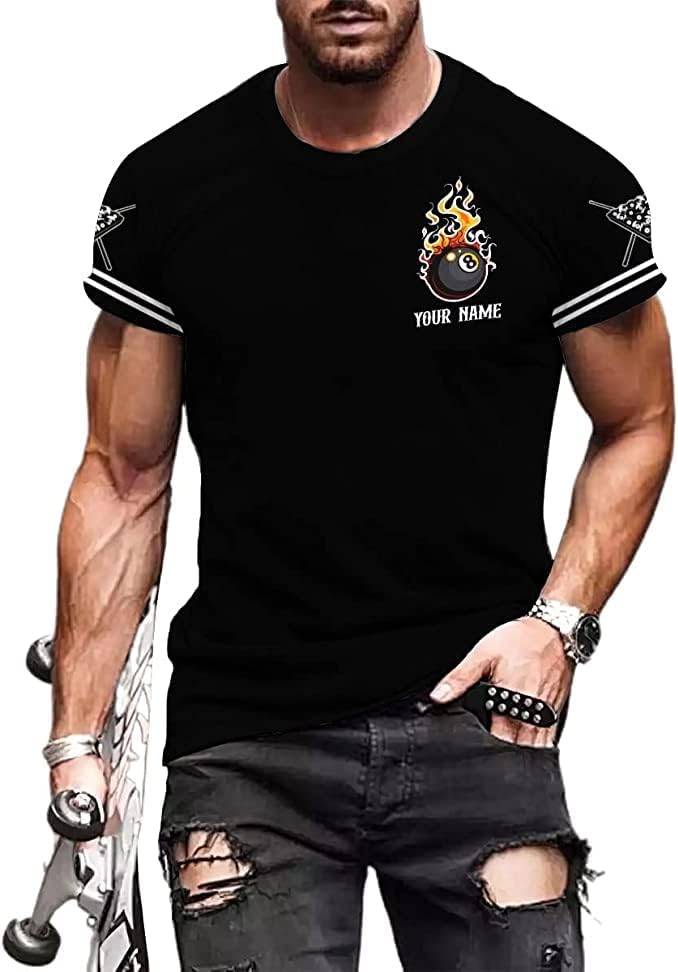 AOVL Personalized Billiard Shirts 3D Billiard Shirt Custom Billiard Flag Shirt Men's Pool Billiards Shirt 8 Ball Men Women