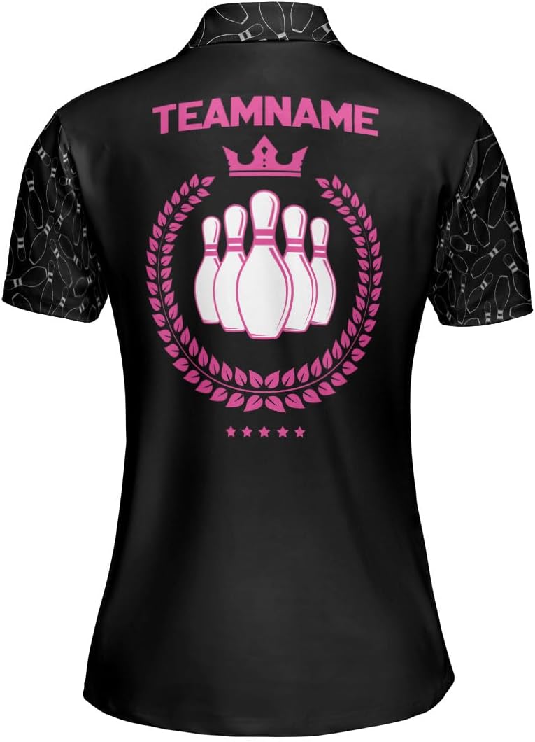 Personalized Bowling Shirts for Women, Custom Name Women Bowling Jersey, Ladies Bowling Polo Shirt for Team