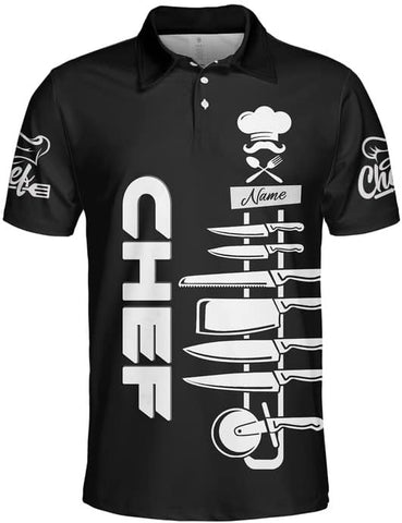 Personalized Chef 3D Polo Shirt, Custom Chef 3D All Over Print for Men Women, Gifts for Chef, Chef Uniform, Chef Shirt