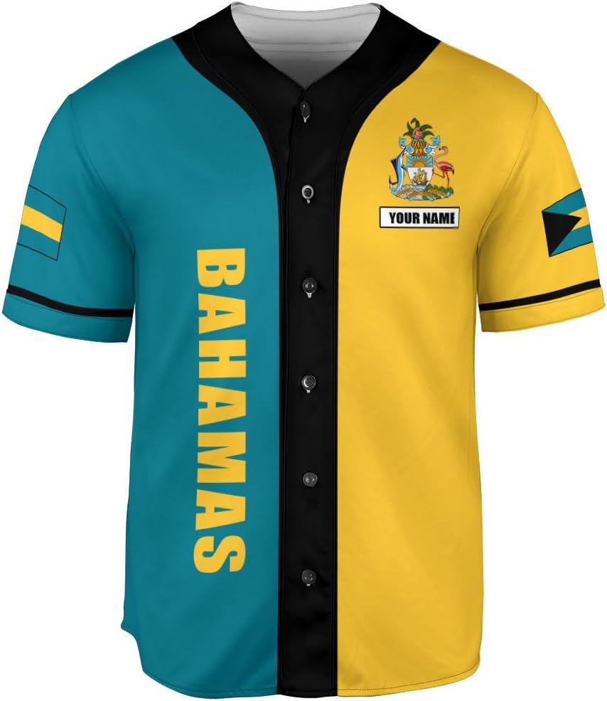 Personalized Bahamas Baseball Jersey Shirt Bahamas Pride Flag Bahamian Jersey Soccer for Men and Women