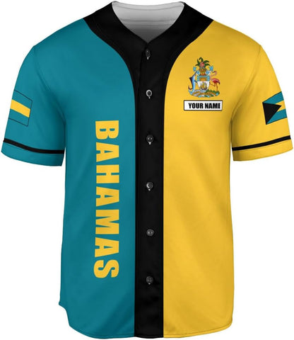 Personalized Bahamas Baseball Jersey Shirt Bahamas Pride Flag Bahamian Jersey Soccer for Men and Women
