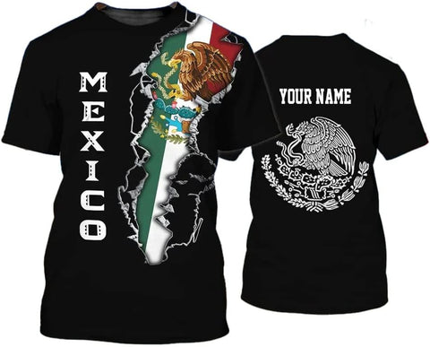 RoyalBro Personalized Mexico Shirt, Camisas de Mexico Customized Mexican Shirts Mexican Flag Mexico 3D Shirt for Men Women