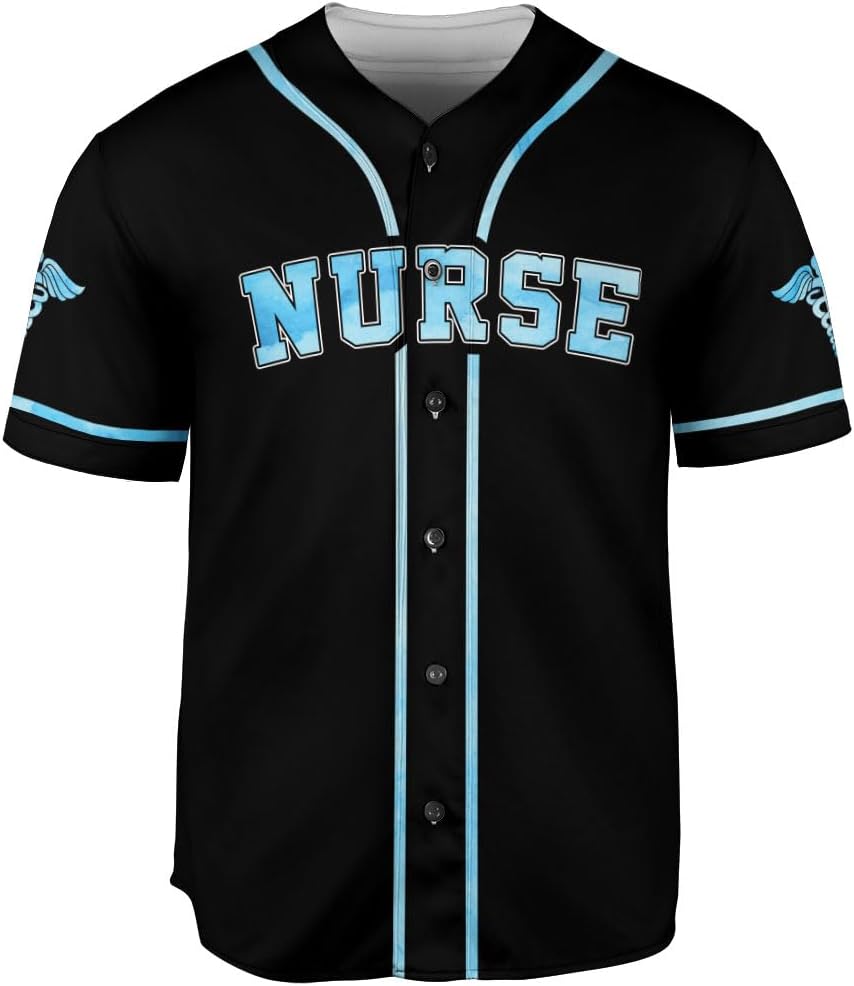 Woseprints Personalized Nurse Baseball Jersey Shirt, Nurse Graduation Gifts Funny Nurse T-Shirt Gift Nursing Emergency Shirts
