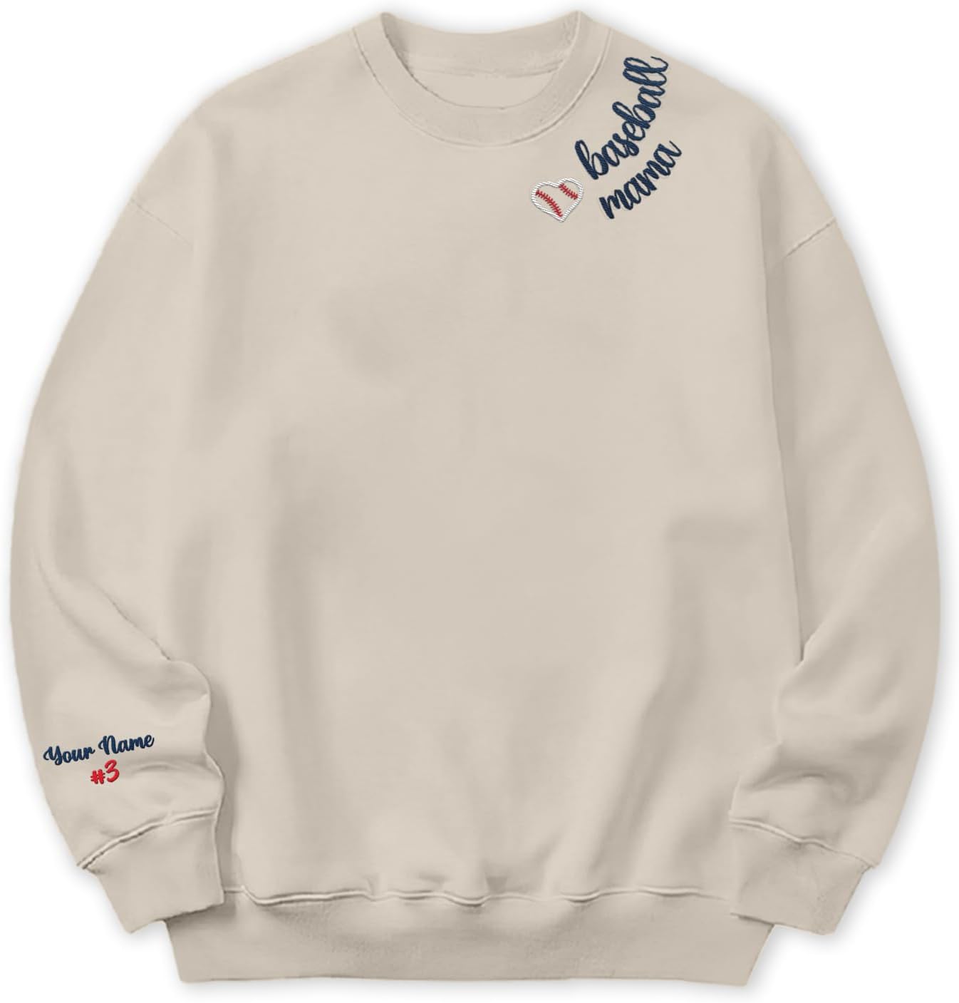 Intenprints Personalized Baseball Mom Embroidered Sweatshirt Customized Baseball Shirt Baseball Sweatshirts for Women and Men