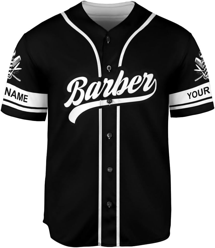 Personalized Barber Shop Baseball Jersey, Hairdresser Jersey, Barber Tools Hat