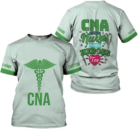 Generic Personalized Nurse Shirt, RN, CNA, Unisex-Adults, Short Sleeve, T-Shirt, 3D All-Over Print, Bl4, 5X-Large