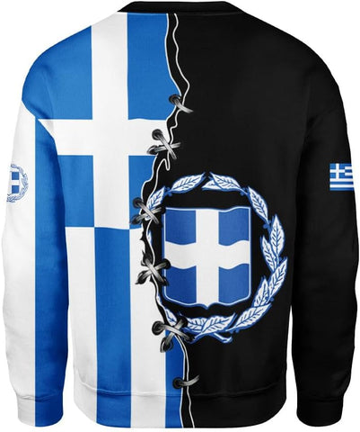 Suseaz Personalized Greece Hoodie Greek Coat of Arms Flag Grecian 3D Sweatshirt Greece Zip Hoodie Grecian Pride Gift Shirt
