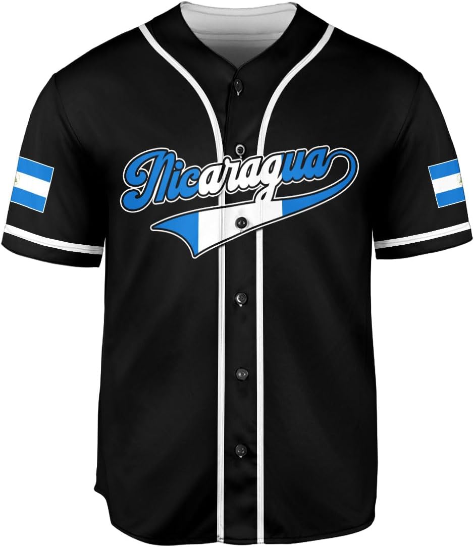 Podagree Personalized Nicaragua Baseball Jersey Shirt Name Nicaraguan Baseball Jersey for Men & Women Nicaraguan Camisas