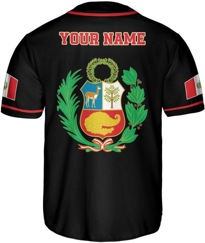 Podagree Personalized Peru Baseball Jersey, Peruvian Proud Flag Jersey Shirt Peru Coat of Arms Peruvian Gift for Men Women