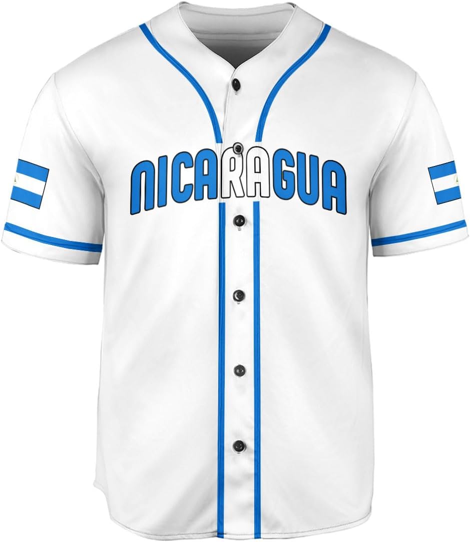 Podagree Personalized Nicaragua Baseball Jersey Shirt Name Nicaraguan Baseball Jersey for Men & Women Nicaraguan Camisas