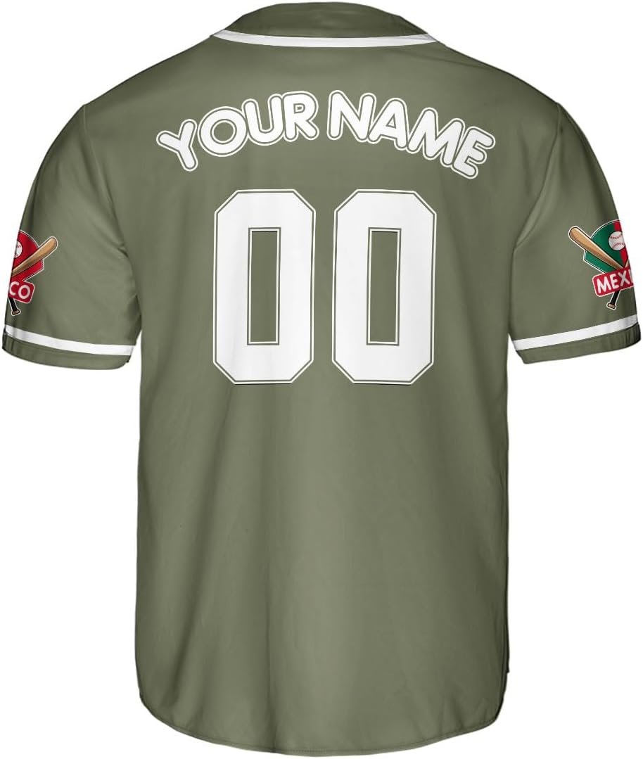RoyalBro Personalized Mexico Baseball Jersey, Mexican Jersey for Men & Women, Mexican Flag Jersey, Mexico Shirt Camisas