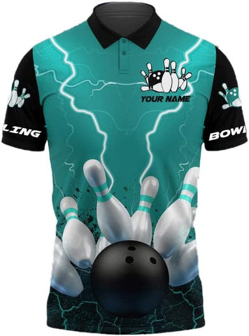 Custom 3D Bowling Polo Shirts for Men and Women Personalized Team Name Gift Unisex Customized Bowling Short Sleeve Polo Shirt