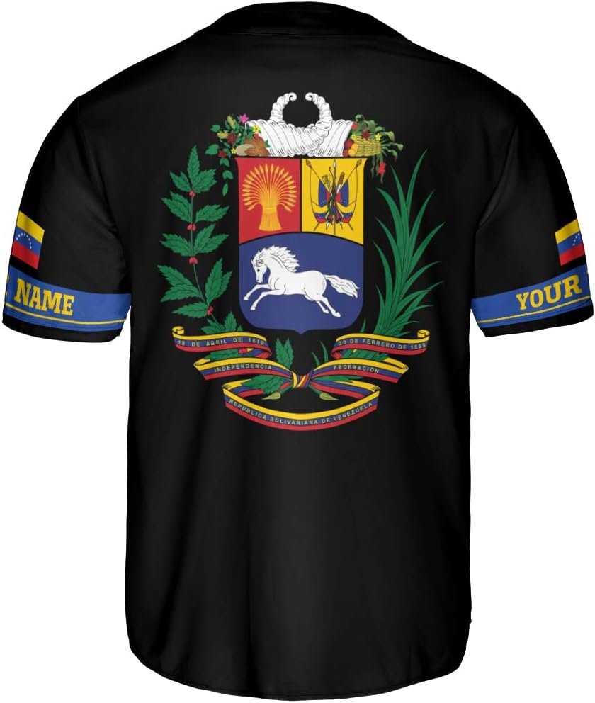 Custom Venezuela Jerseys for Men Venezuela Flag T-Shirt Venezuela Coat of Arms Shirt Venezuelan Pride Venezuela Flag Jerseys