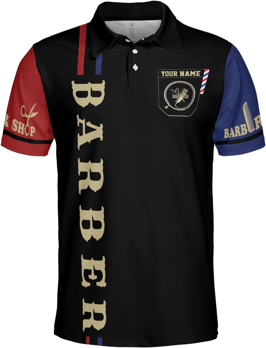 Woseprints Personalized Polo Shirts, Barber Shop Gifts for Men for Barbers