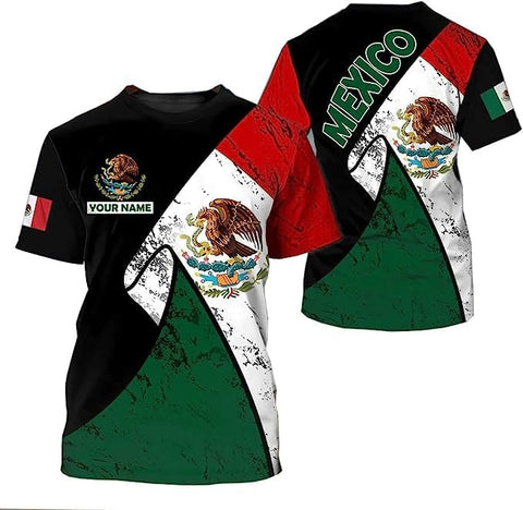 RoyalBro Personalized Mexico Shirt, Camisas de Mexico Customized Mexican Shirts Mexican Flag Mexico 3D Shirt for Men Women