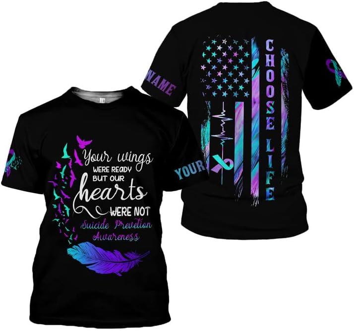 Personalized Name Suicide Awareness Shirt, Customized 3D Suicide Prevention Awareness Tshirt, Mental Health Awareness T shirts, Mental Health Clothing, Semicolon Shirt, Life Matters Shirts RD05