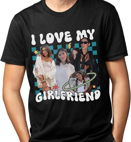 mostprints Personalized I Love My Girlfriend Boyfriend Shirt, I Love My Girlfriend Tee with Custom Photo, Couples Shirts